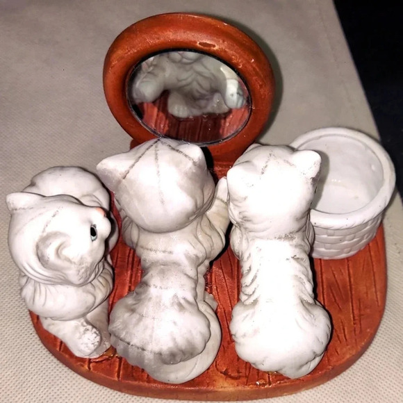 3 Kittens Mirror Votive Tealight Candle Holder - Picture 1 of 4